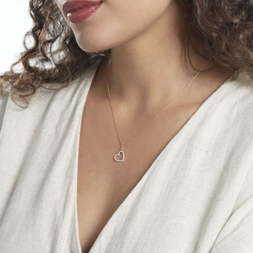 Pendentif Coeur Penche Or Jaune Oxyde De Zirconium-Histoire d'Or Hot