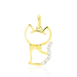 Pendentif Egee Chat Or Jaune Oxyde De Zirconium-Histoire d'Or New