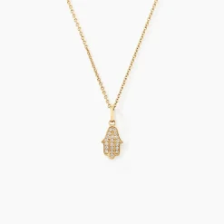 Histoire d'Or Pendentif Fatima Or Jaune Oxyde De Zirconium