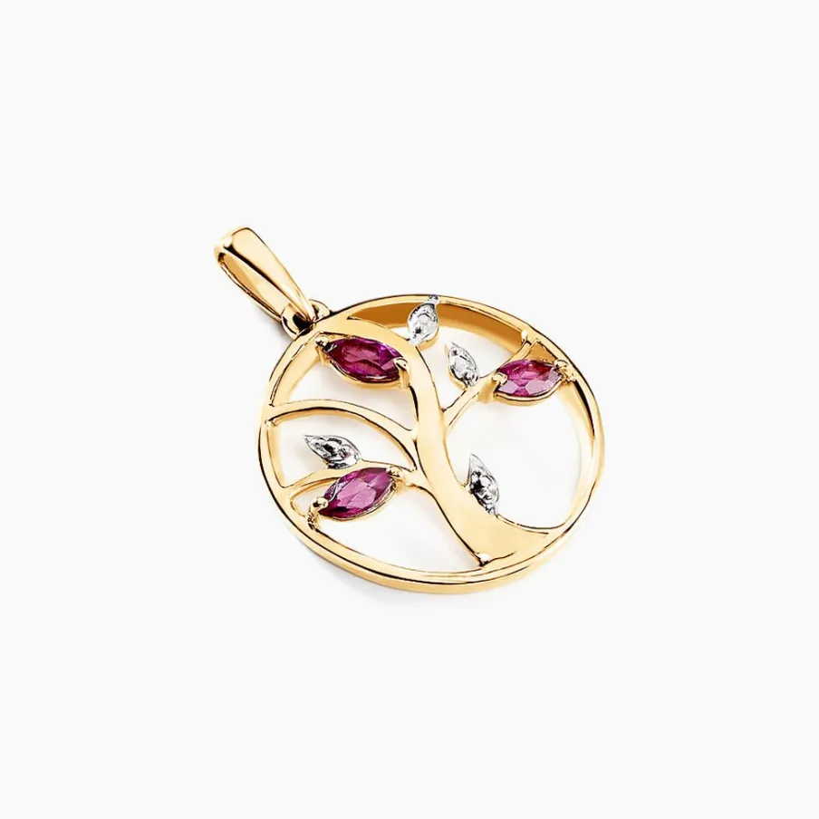 Histoire d'Or Pendentif Godolieba Or Jaune Rhodolite