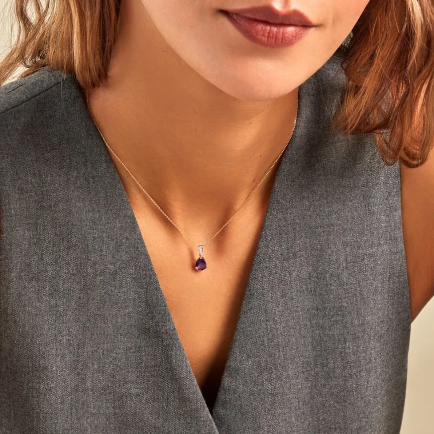 Pendentif Gorgel Or Jaune Améthyste Oxyde De Zirconium-Histoire d'Or Discount