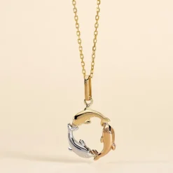 Pendentif Haizia Trio Dauphins Or Tricolore-Histoire d'Or New