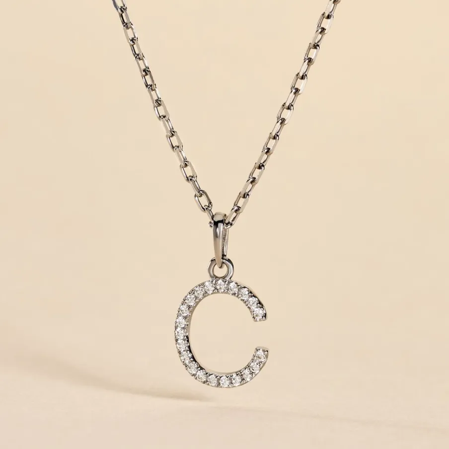 Histoire d'Or Pendentif Klementine Or Blanc Oxyde De Zirconium