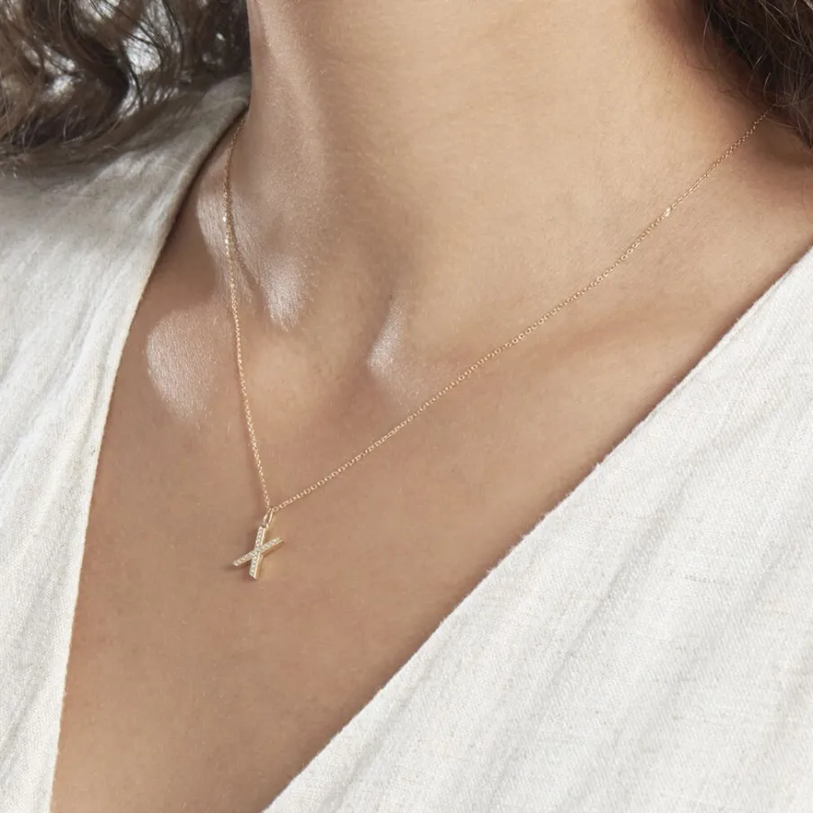Histoire d'Or Pendentif Lettre X Or Jaune Oxyde