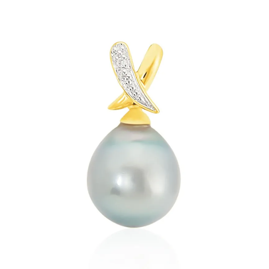 Pendentif Nilma Or Jaune Perle De Culture De Tahiti Et Diamant-Histoire d'Or Clearance