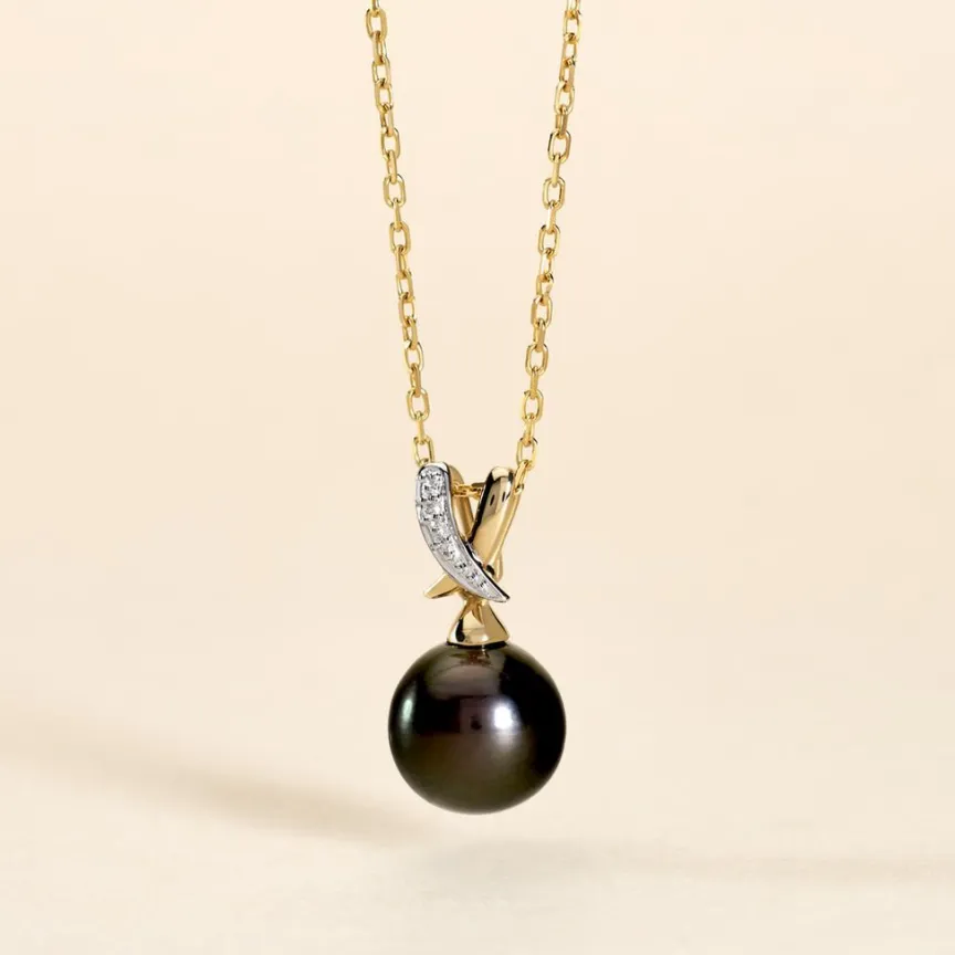 Pendentif Nilma Or Jaune Perle De Culture De Tahiti Et Diamant-Histoire d'Or Clearance