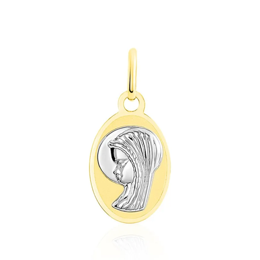 Pendentif Vierge Ovale Or Bicolore-Histoire d'Or