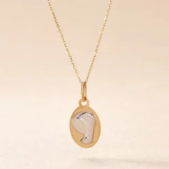 Pendentif Vierge Ovale Or Bicolore-Histoire d'Or