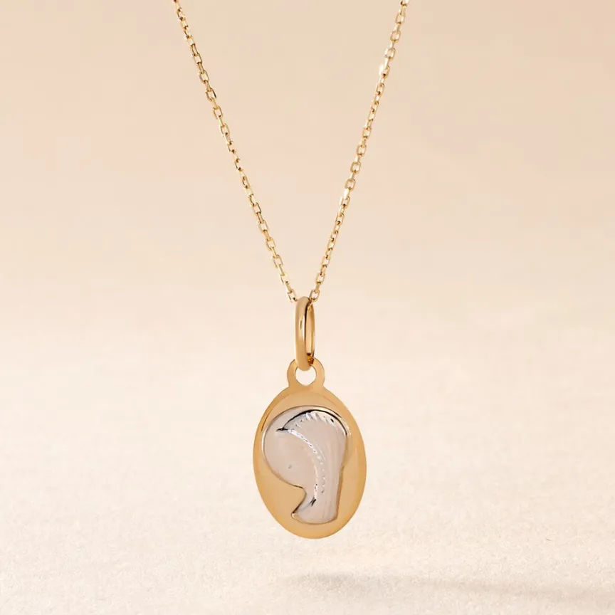 Pendentif Vierge Ovale Or Bicolore-Histoire d'Or