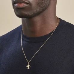 Pendentif Vierge Rond Diamante Or Jaune Oxyde De Zirconium-Histoire d'Or New