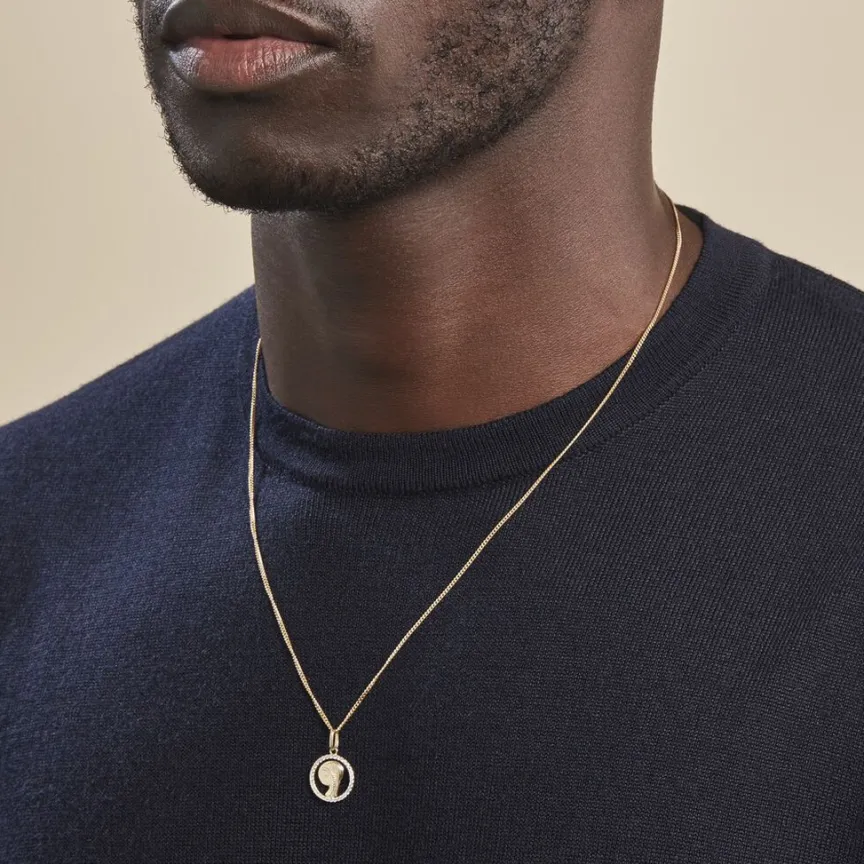 Pendentif Vierge Rond Diamante Or Jaune Oxyde De Zirconium-Histoire d'Or New