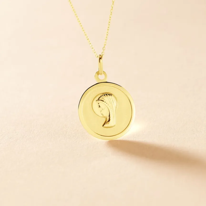 Pendentif Vierge Rond Or Jaune-Histoire d'Or Online