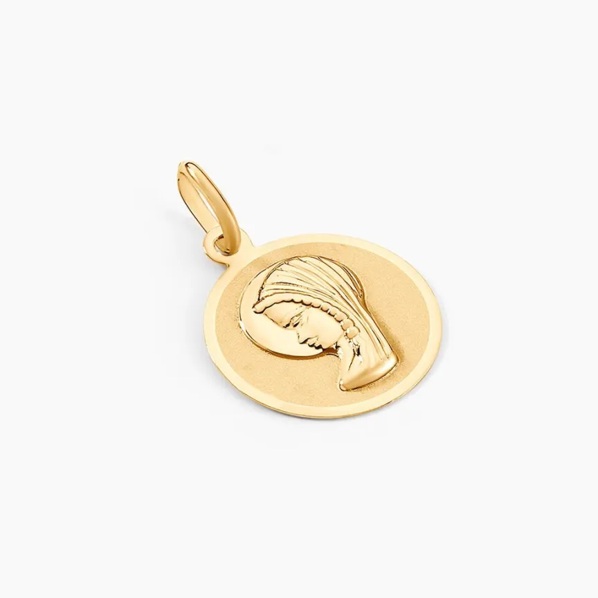 Pendentif Vierge Rond Or Jaune-Histoire d'Or Discount