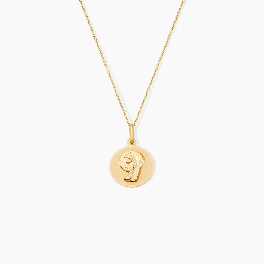 Pendentif Vierge Rond Or Jaune-Histoire d'Or Discount