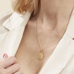 Pendentif Vierge Rond Strie Or Jaune-Histoire d'Or Sale