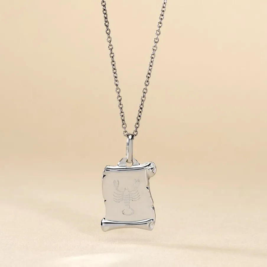 Histoire d'Or Pendentif Zodiaque Parchemin Argent Blanc