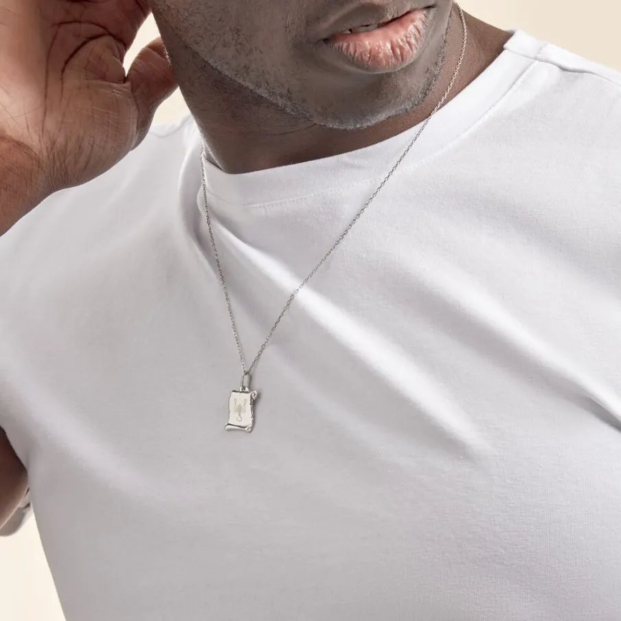 Histoire d'Or Pendentif Zodiaque Parchemin Argent Blanc