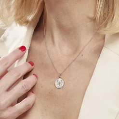 Histoire d'Or Pendentif Zodiaque Rond Argent Blanc