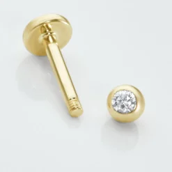 Histoire d'Or Piercing De Labret Or Jaune Acanta Oxyde De Zirconium