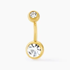 Piercing De Nombril Santuzza Acier Doré Verre-Histoire d'Or Clearance