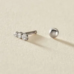 Piercing D'oreille Unitaire Delphie Argent Blanc Oxyde De Zirconium-Histoire d'Or