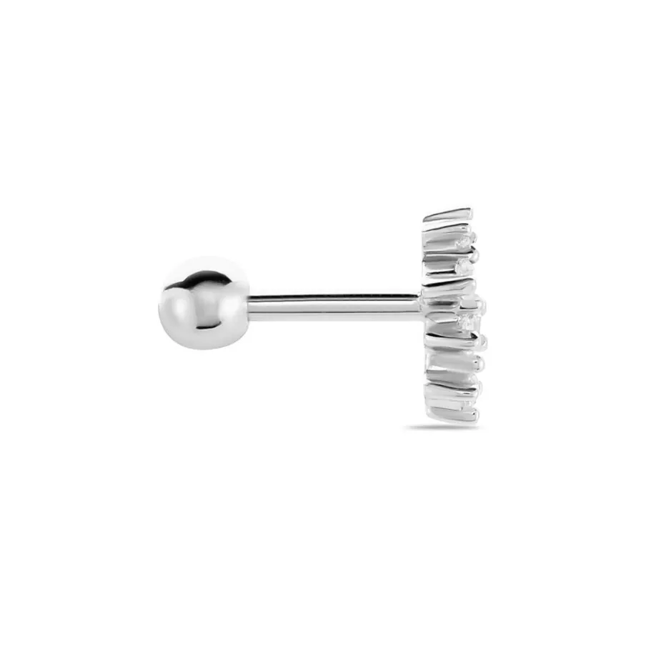 Histoire d'Or Piercing D'oreille Unitaire Roseau Argent Blanc Oxyde De Zirconium