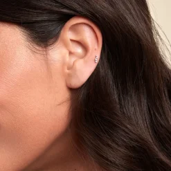 Histoire d'Or Piercing D'oreille Unitaire Roseau Argent Blanc Oxyde De Zirconium